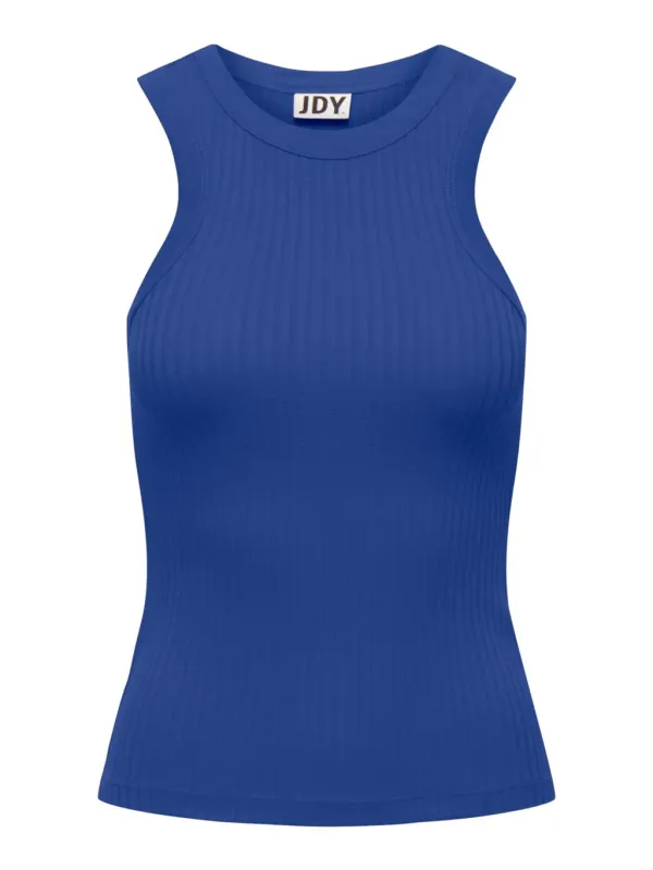 Geripptes blaues ärmelloses Top von Jacqueline De Yong