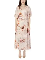 Blumiges, weißes Vila Kleid lang