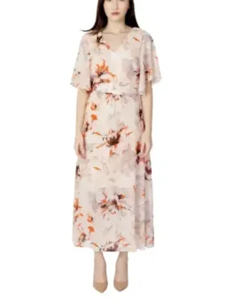 Blumiges, weißes Vila Kleid lang