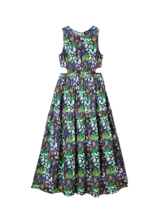 Blumenmuster knielanges Sommerkleid Desigual