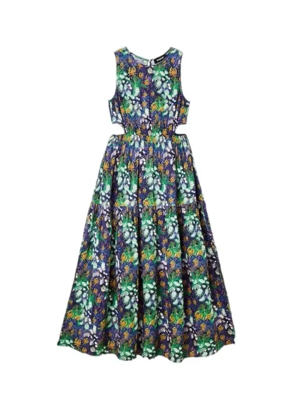 Blumenmuster knielanges Sommerkleid Desigual