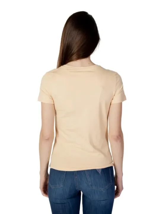 Beiges Baumwoll-T-Shirt mit Logo