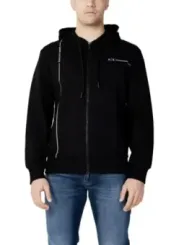 Schwarzer Herren Kapuzenpullover mit Reißverschluss