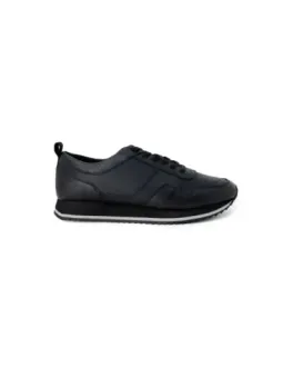 Schwarzer Leder Sneaker seitlich Ansicht