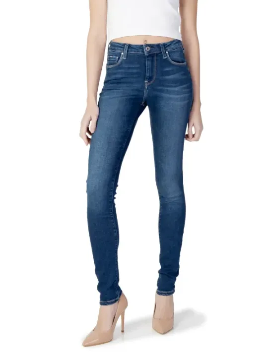 Dunkle Skinny Jeans mit Bundfalte