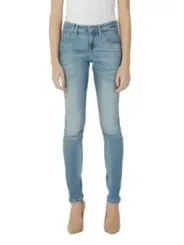 Blaue Skinny Jeans mit Umschlag