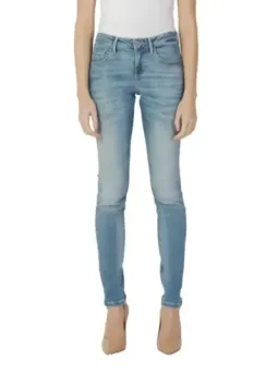 Blaue Skinny Jeans mit Umschlag