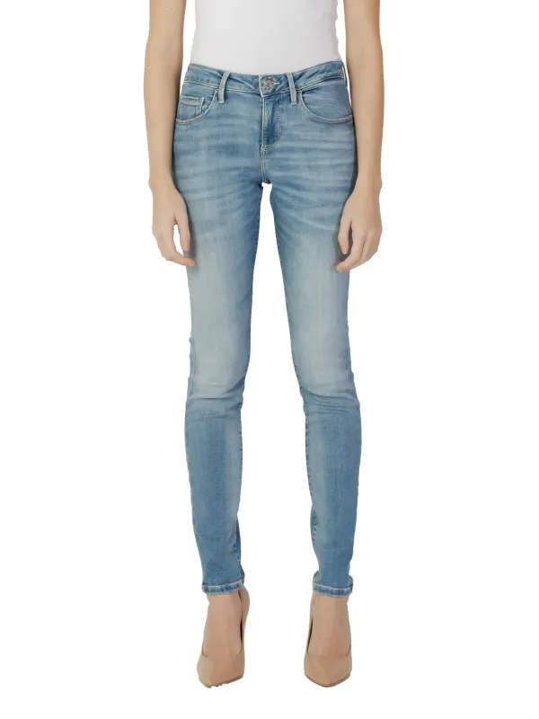 Blaue Skinny Jeans mit Umschlag