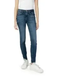 Blaue Skinny-Jeans mit Fransen