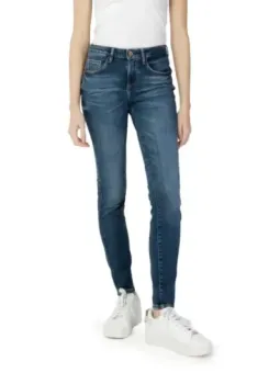 Blaue Skinny-Jeans mit Fransen