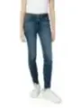 Blaue Skinny-Jeans mit Fransen