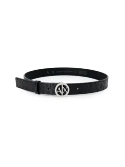 Schwarzer Armani Exchange Ledergürtel mit AX-Schnalle