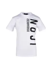 Weißes Dsquared2 Logo Baumwoll T-Shirt