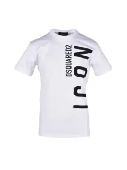 Weißes Dsquared2 Logo Baumwoll T-Shirt
