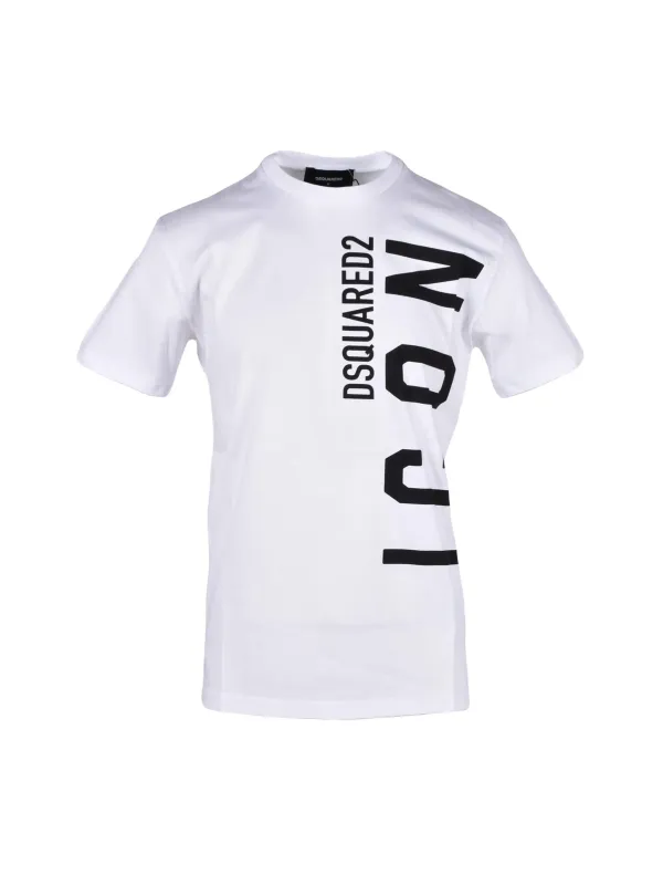 Weißes Dsquared2 Logo Baumwoll T-Shirt