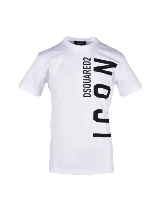 Weißes DSQUARED2 Baumwoll-T-Shirt mit Aufdruck
