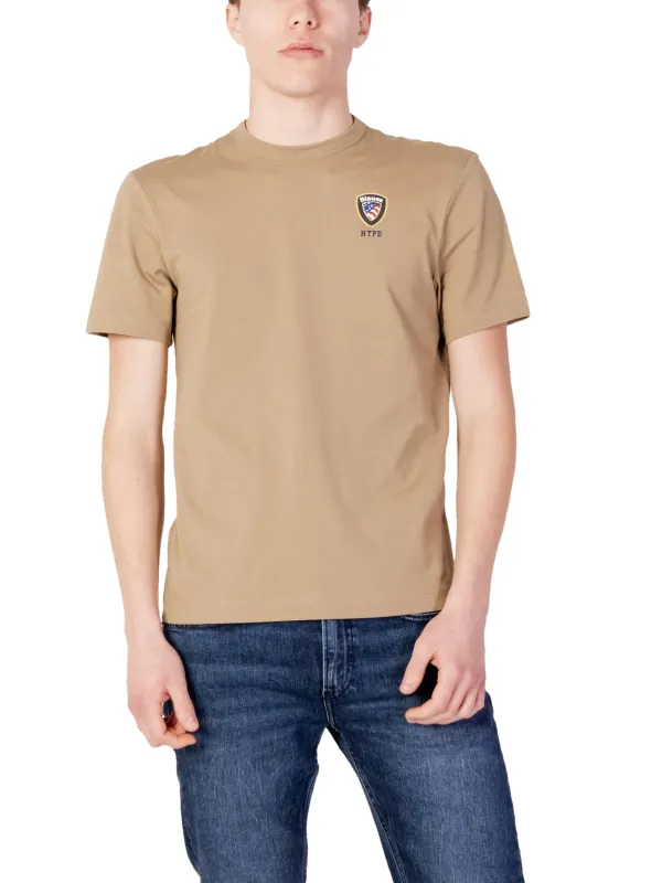 Blauer Kurzarm-T-Shirt mit Logo