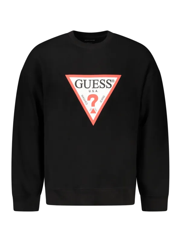 GUESS JEANS Herren LANGARM-SWEATSHIRT Schwarz