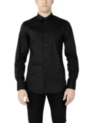 Schwarzes Baumwollhemd schlanker Schnitt Antony Morato