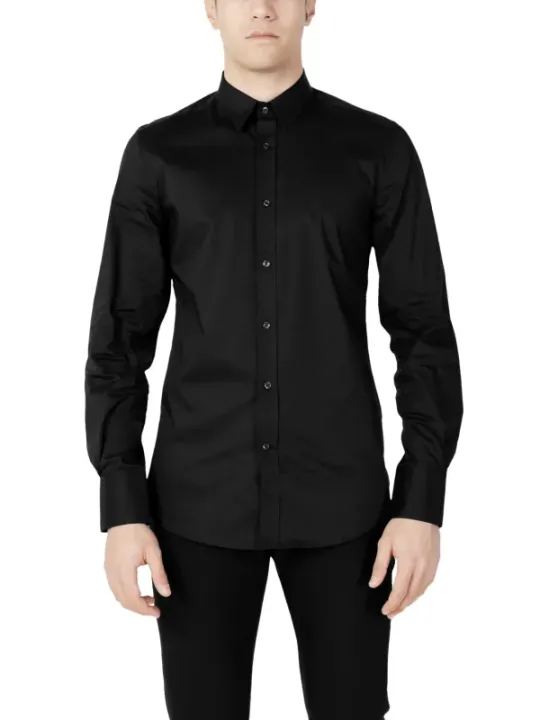 Schwarzes Baumwollhemd schlanker Schnitt Antony Morato