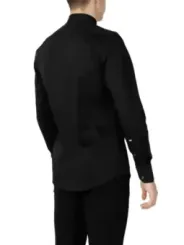 Schwarzes Baumwollhemd schlanker Schnitt