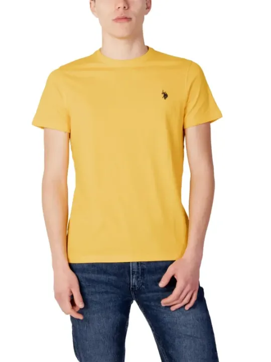 Gelbes Polohemd mit Logo bestickt