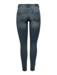 Schlanke graue Damen-Jeans mit mittlerer Höhe