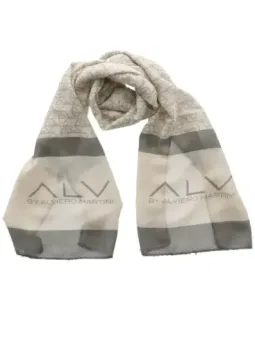 Alviero Martini geometrischer Seidenschal Beige-Grau