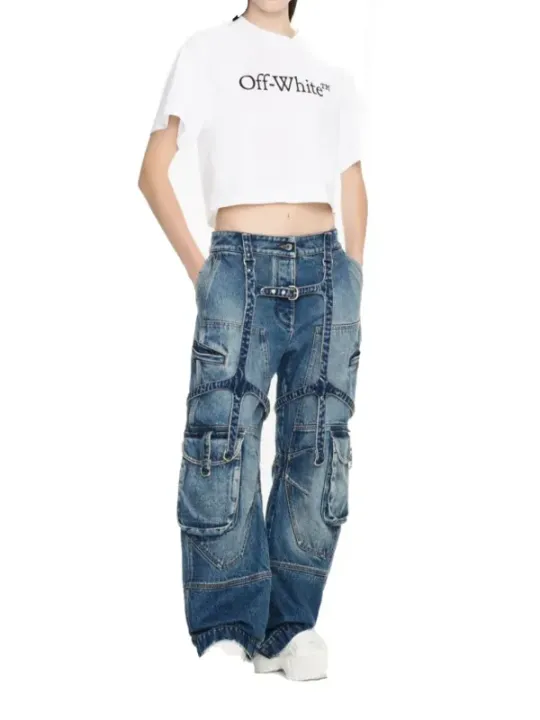 Off-White Damen Jeans Blau | online kaufen