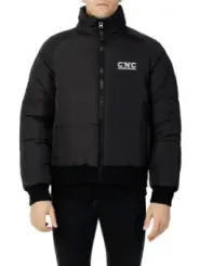 Schwarze gepolsterte Herrenjacke mit Logo