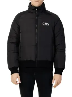 Schwarze gepolsterte Herrenjacke mit Logo