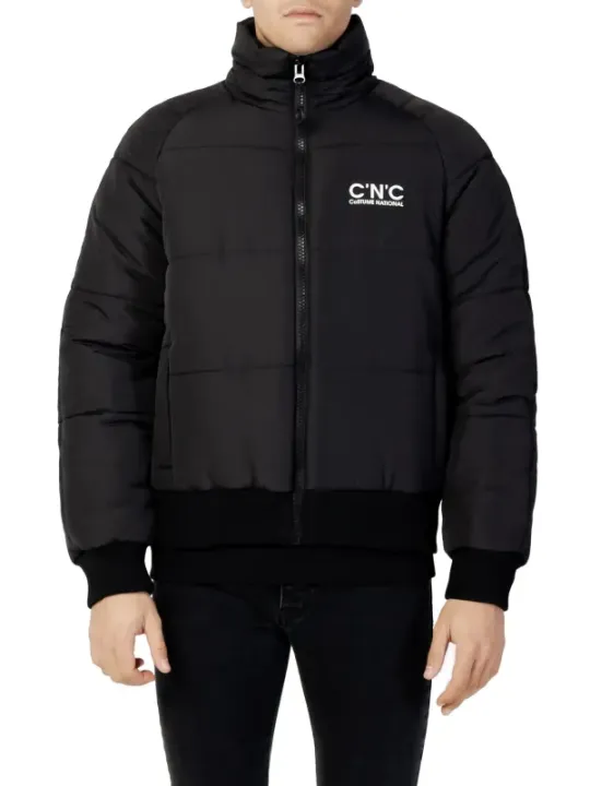 Schwarze gepolsterte Herrenjacke mit Logo
