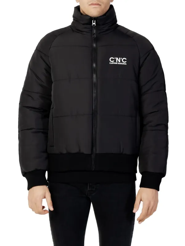 Schwarze gepolsterte Herrenjacke mit Logo