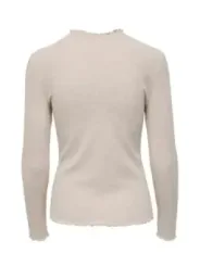 Gerippter, kurzer Rollkragenpullover Beige