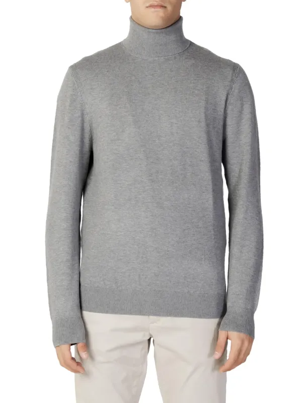 Grauer Woll-Rollkragenpullover für Herren
