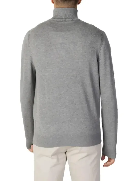 Grauer Baumwoll-Rollkragenpullover für Damen und Herren