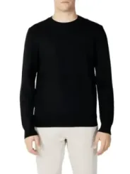 Schwarzes Baumwoll-Langarmshirt klassischer Schnitt