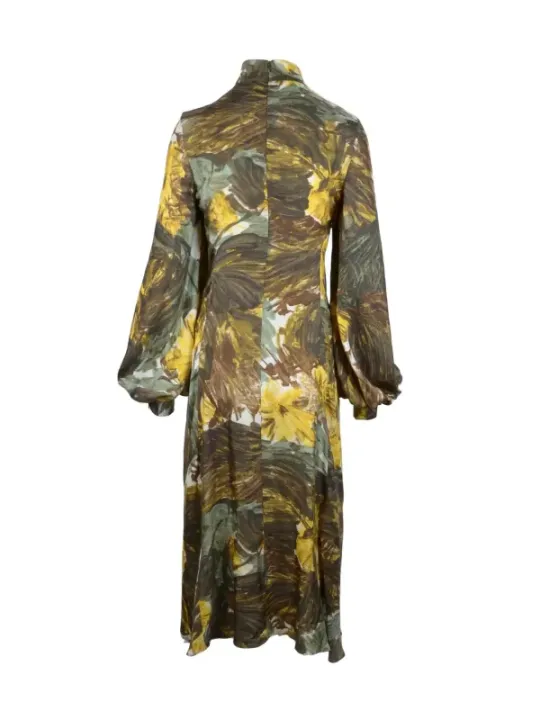 Goldgrünes Erika Cavallini Blumenkleid