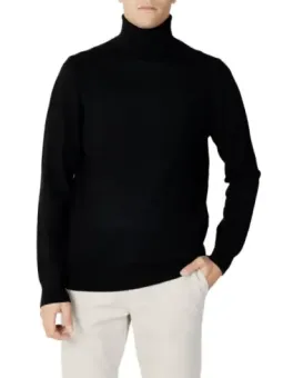 Schwarzer Rollkragenpullover aus Merinowolle