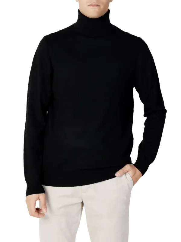 Schwarzer Rollkragenpullover aus Merinowolle