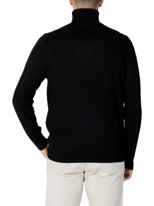 Schwarzer Rollkragenpullover, Herrenmode, lässig