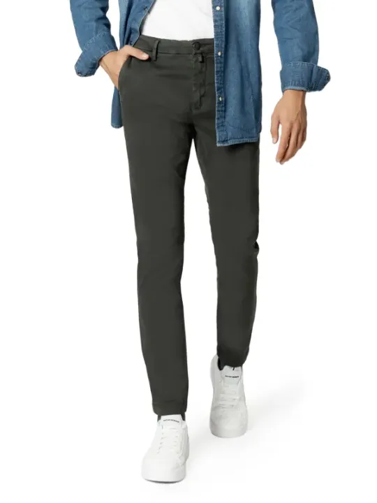 Charcoalgraue Chinohose mit geradem Bein