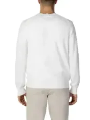 Weißes Langarm-Crewneck-Pullover Rückseite