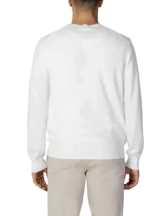 Weißes Langarm-Crewneck-Pullover Rückseite