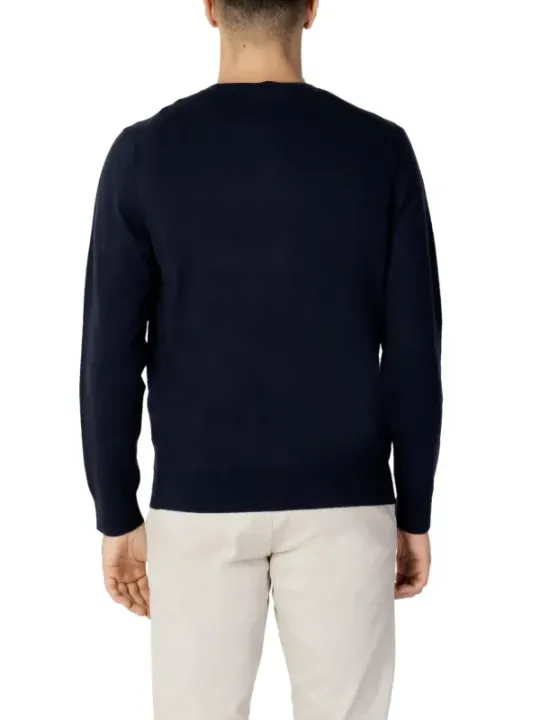 Navyblauer Baumwollpullover mit Rundhalsausschnitt