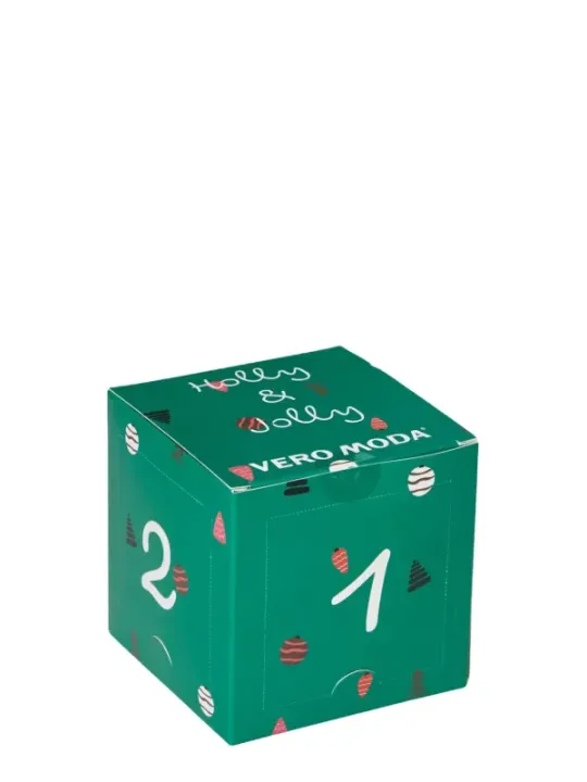 Grüner Adventskalender mit farbigen Kreisen