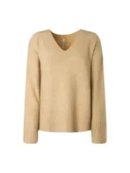 Beiger V-Ausschnitt Wollpullover Pepe Jeans