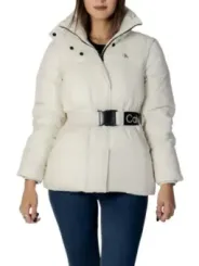 Winterweiße gesteppte Damen-Pufferjacke Calvin Klein