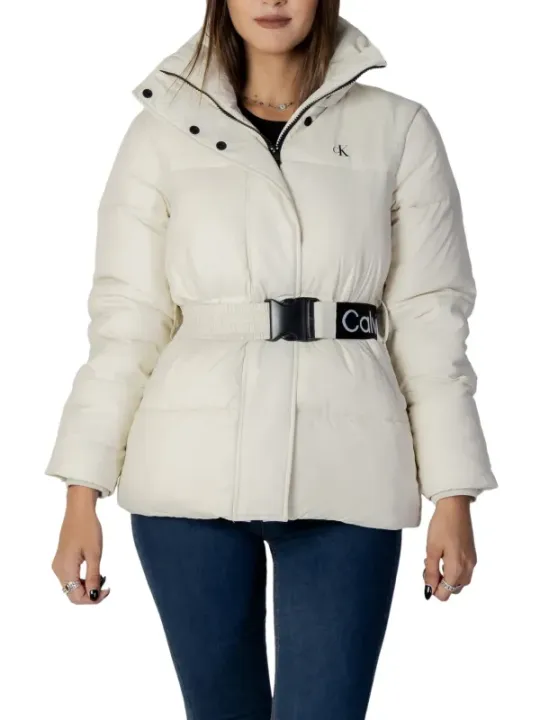Winterweiße gesteppte Damen-Pufferjacke Calvin Klein