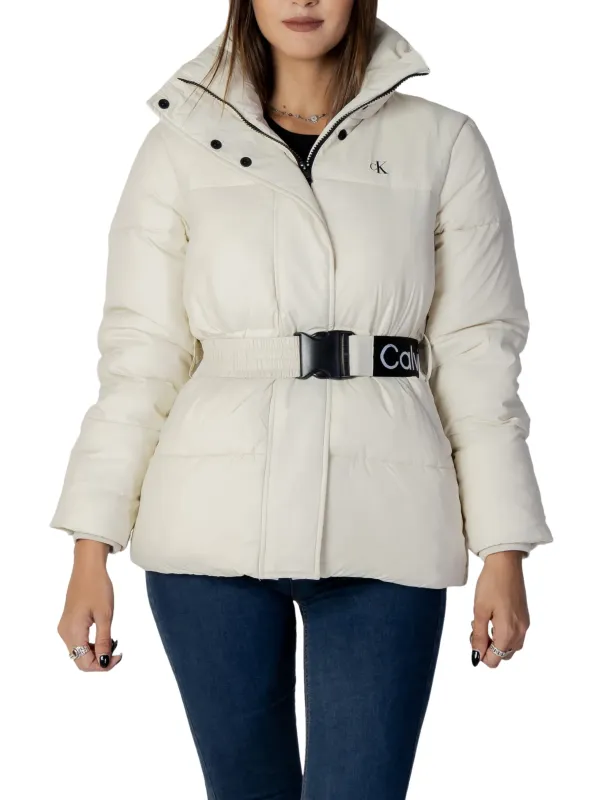 Winterweiße gesteppte Damen-Pufferjacke Calvin Klein